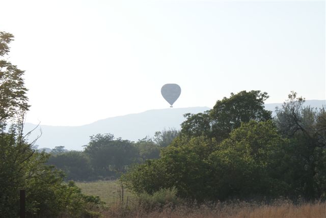 Hot air balloons glide gracefully over the Magaliesberg